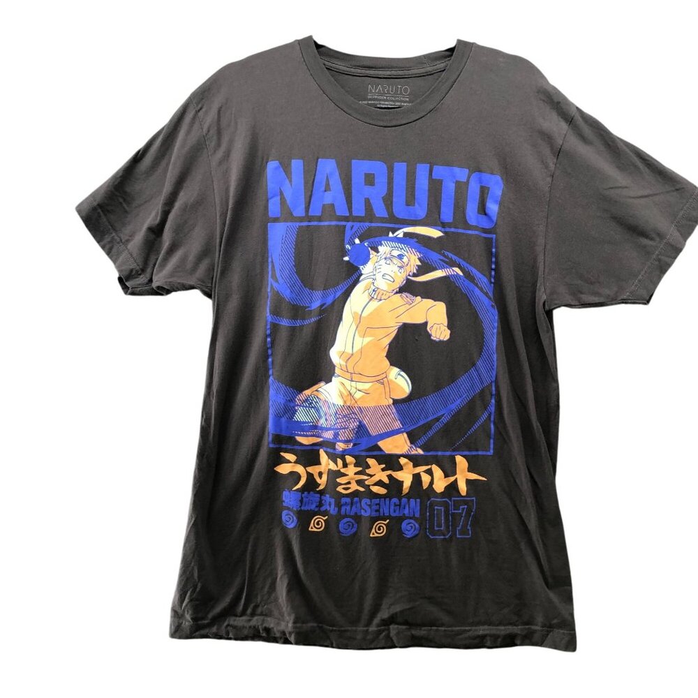 Naruto Graphic T Shirt Mens L Short‎ Sleeve Crewneck Gray Cotton